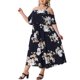 thumbnail image 4 of Vestido Maxi Casual de Playa con Cuello Cuadrado y Tirantes Ajustables para Mujeres de Talla Grande con Flores Agnes Orinda 3X Azul Marino, 4 of 5