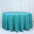 thumbnail image 6 of BalsaCircle 120" Teal Gold Metallic Geometric Design Polyester Round Tablecloth Catering, 6 of 8