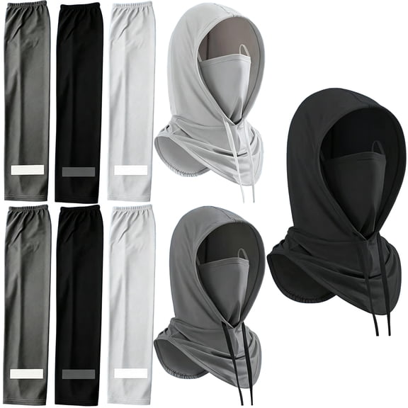 3 Pcs Summer Balaclava with Head Cover, Neck Gaiter & Arm Sleeves, Sun Protective Hood for Outdoor Sports