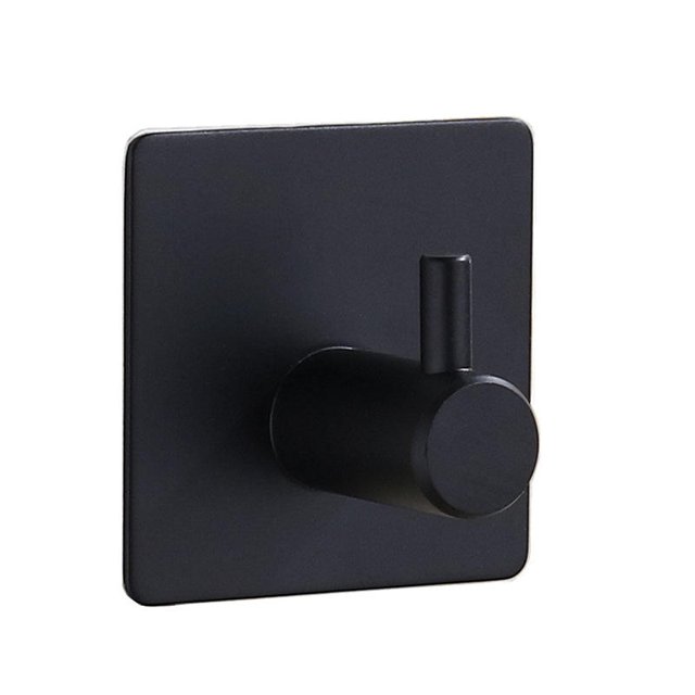 Gancho adhesivo 3M de 4 piezas, gancho adhesivo para pared de baño, colgador de cuadros sin taladrar, gancho autoadhesivo adhesivo de acero inoxidable, negro