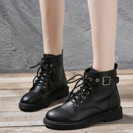 

ertutuyi women s boots winter strap snow knee bootie warm causal shoes black 36