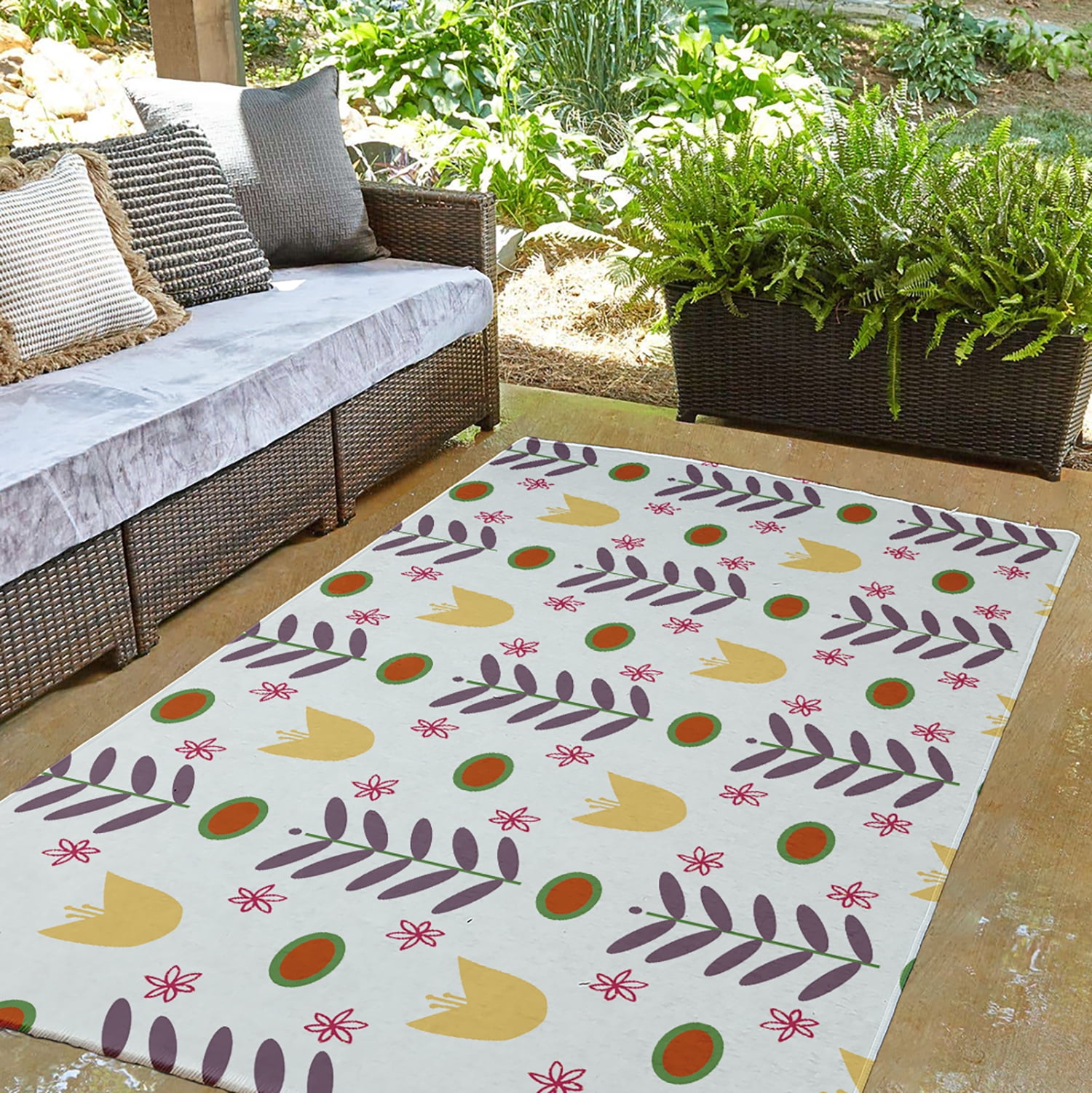 3' x 5' Simply Daisy Spring Garden Scandinavian Chenille Area Rug, White