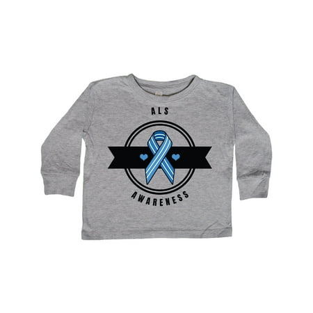 

Inktastic ALS Awareness with Blue and White Ribbon and Banner Gift Toddler Boy or Toddler Girl Long Sleeve T-Shirt