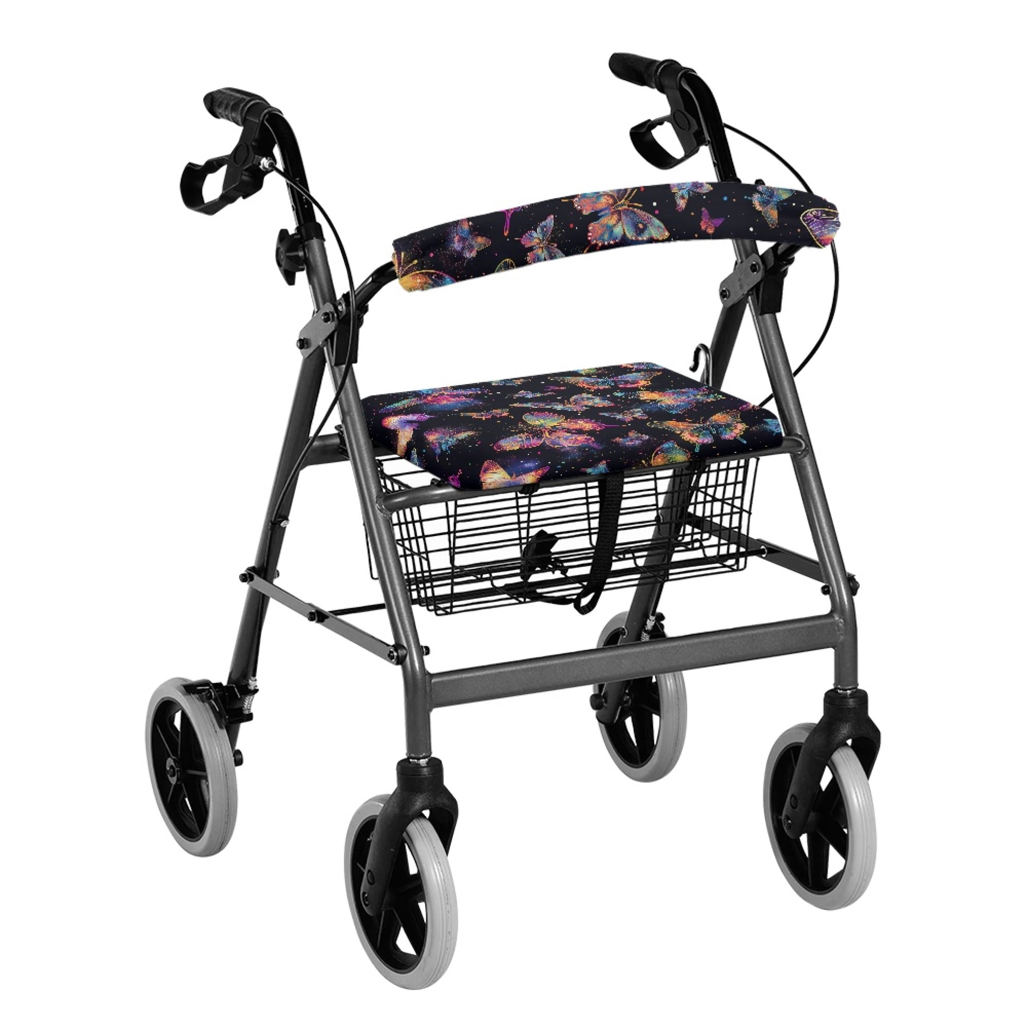 COEQINE Butterfly Medical Products Rollator Walker Seat & Back Cover Rollator Seat Padded Cover Adjustable Walker Seat Covers with Wide Back for Outdoor Park and Street Scenes