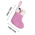 thumbnail image 3 of Beautynvta 2 Pcs Christmas Stockings with Initials, 7.1'' Personalized Embroidered Xmas Stockings, Knited Pink White Christmas Stocking for Family Holiday Decorations and Xmas Tree Fireplace, V, 3 of 5