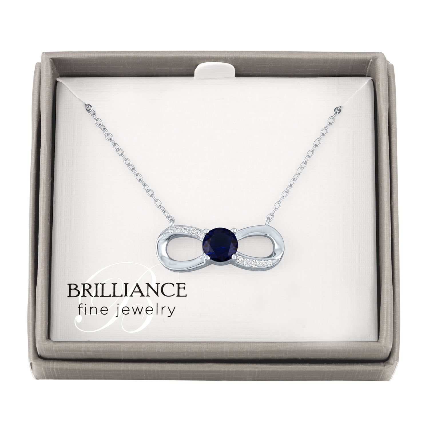 Ladies Brilliance Fine Jewelry Simulated Blue Sapphire & CZ Sterling Silver Infinity Necklace, 18"