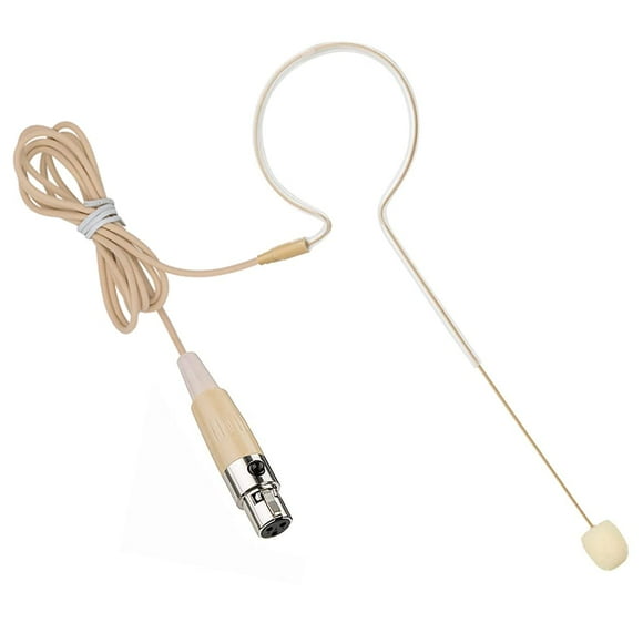 XGWTH Headset Microphone Single Ear Earset Headworn Over Ear Hanging Condenser Omnidirectional Mic Compatible with AKG Wireless System Bodypack Transmitter with 1.2m Cable Mini XLR 3 Pin TA3F Plug