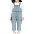thumbnail image 2 of Ruyang Denim Overalls for Toddlers Rolled Hem Adjustable Strap Loose Rompers Kids Boys Girls Trendy Casual Pantalones, 2 of 9