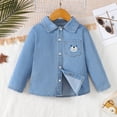 thumbnail image 2 of Little Girls Clothes Little Girls T-shirts 7 Years Little Girls Long Sleeve Lapel Denim T-shirts Top Blue, 2 of 7