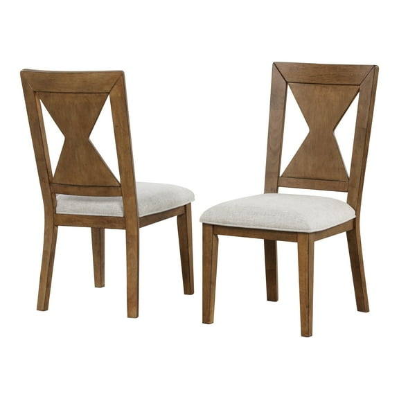 Furniture of America Reymo Farmhouse Padded Dining Chairs, Rustic Oak (Set of 2)