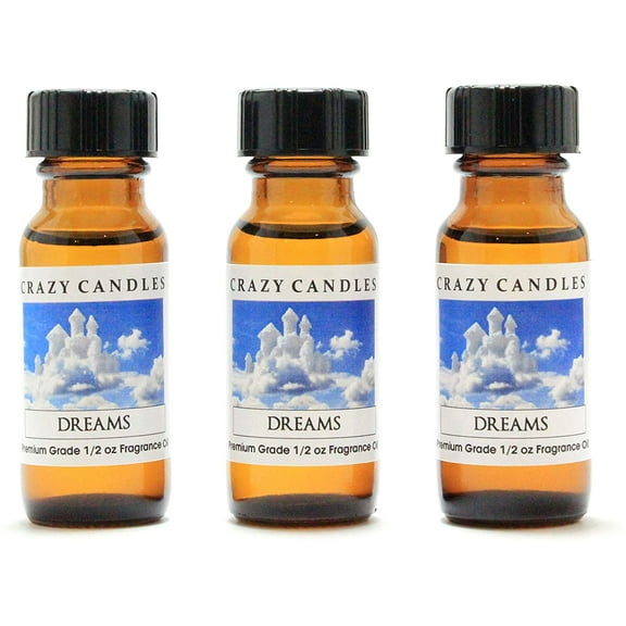 Crazy Candles Dreams 3 Bottles 1/2 Fl Oz Each (15ml) Premium Grade Scented Fragrance Oil (Rain and White Florals Aroma) Made in USA