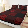 thumbnail image 3 of Castle Fairy Animal Print 3pcs Twin Sheet Sets for Teenagers,Black Red Twin Fitted Sheet,Abstract Patchwork Breathable Flat Sheet,Breathable Home Decor, 3 of 7