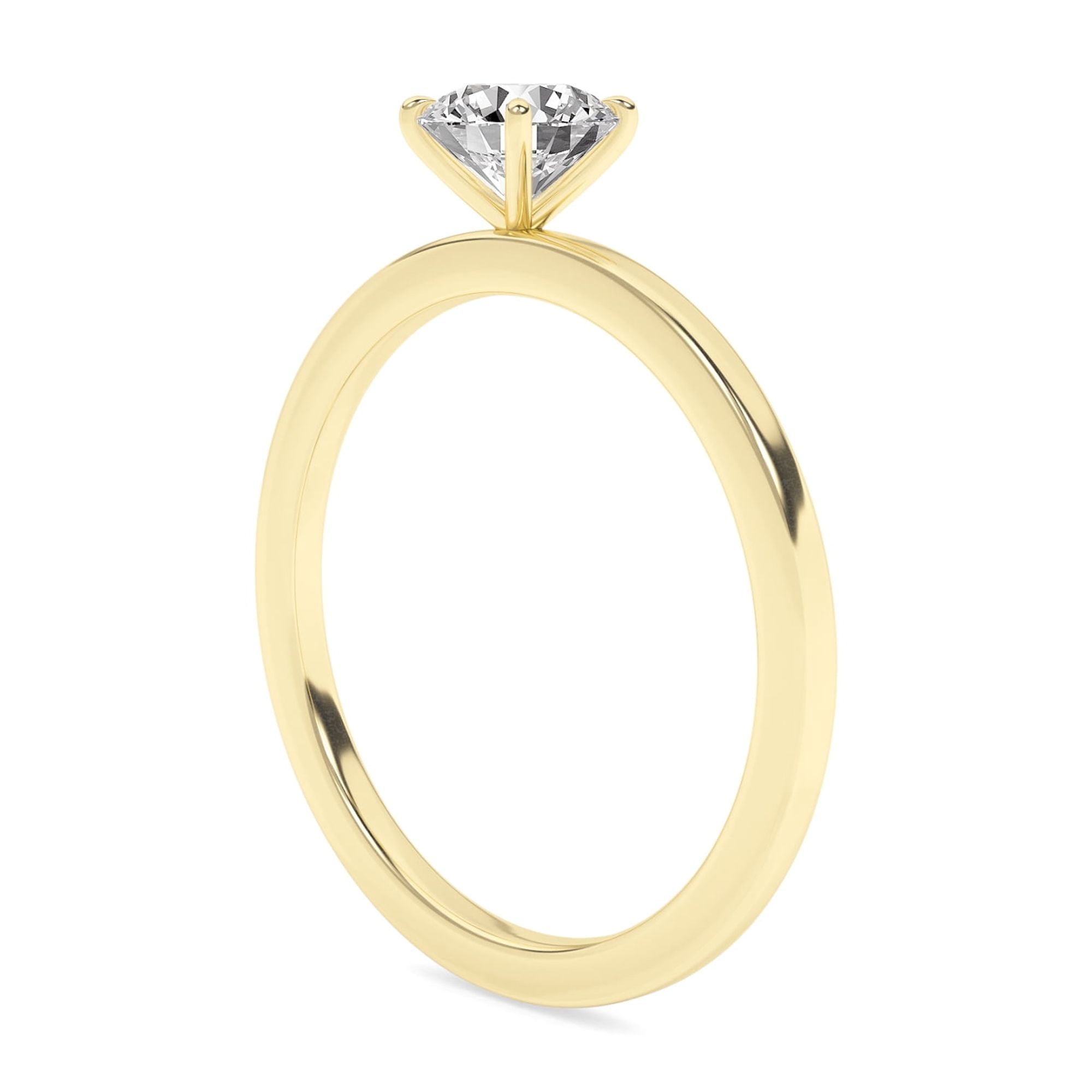 AFFY 4-Prong Solitaire Engagement Rings For Women, 1/2 Carat (ctw) Round Lab Created Moissanite Promise Ring For Her In 14k Yellow Gold Over Sterling Silver | VVS1 Quality Ring Size-6
