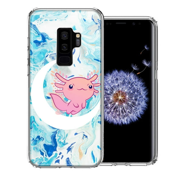 MUNDAZE For Samsung Galaxy S9 Plus Pink Axolotl Moon Mable Design Double Layer Phone Case Cover