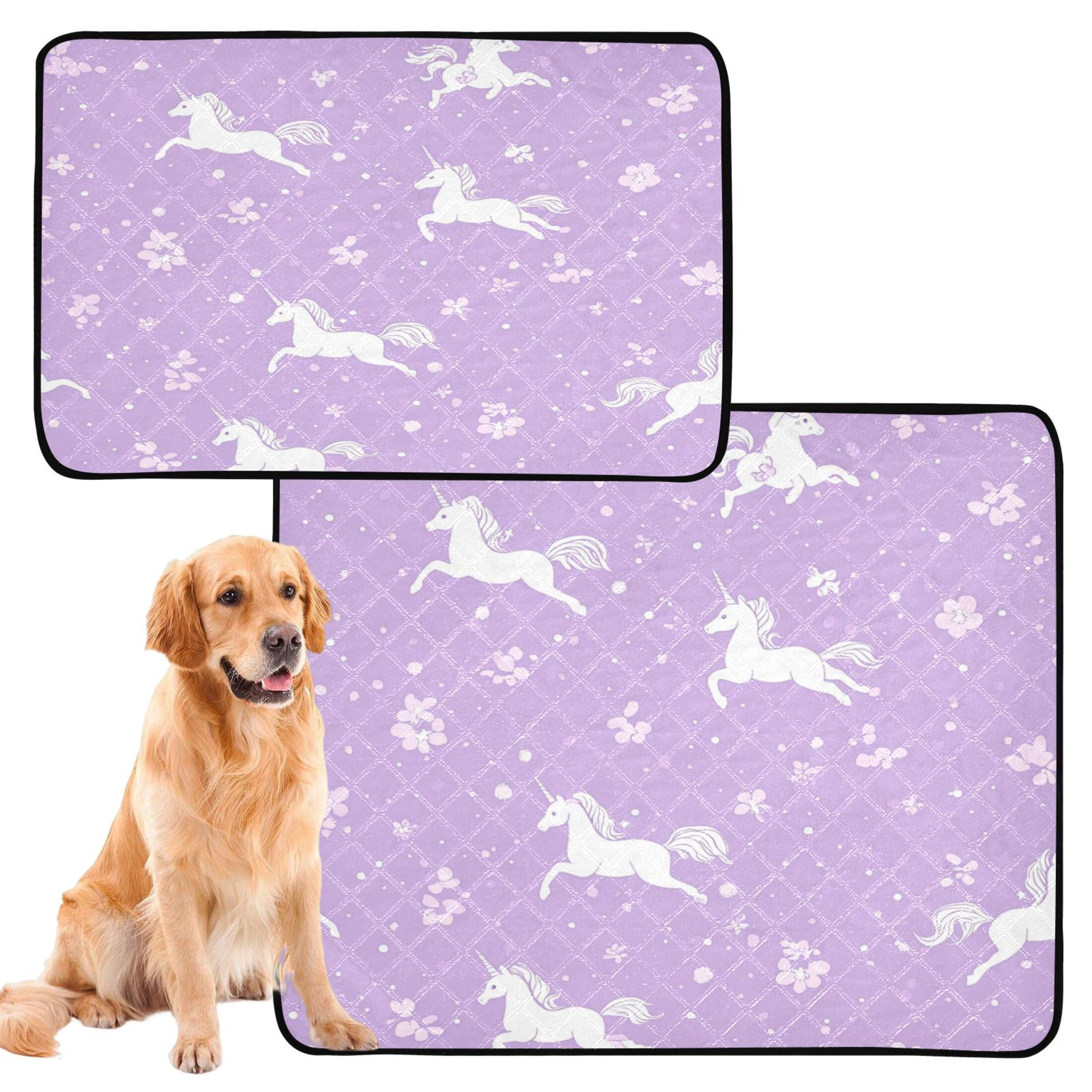 Qxltty Pattern with Flying Unicorns and Flowers Cat litter Pads Pet Set of 3 Diaper Mats Center Anti-leakage Layer Absorbent Soft and Comfortable