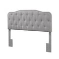 thumbnail image 3 of Tufted Smoke Gray Linen Headboard and Panel Bed Frame in Twin, 3 of 3