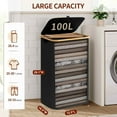 thumbnail image 2 of Inadays Laundry Basket Clothes Laundry Hamper 100L with Lid with Bamboo Handles and A Removable Laundry Bag Large Collapsible Foldable Laundry Hamper for Bedroom, Bathroom, Dorm, Laundry Room, 2 of 7