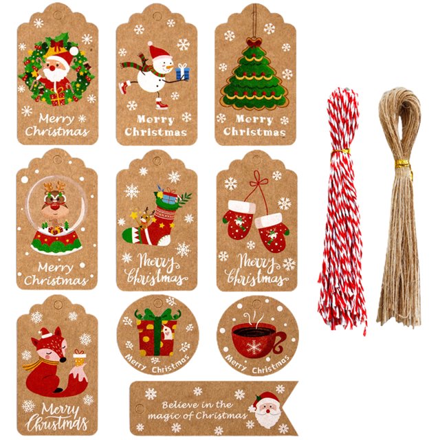 Navidad Retro Papel Kraft Etiquetas Colgantes Papá Noel Ciervo 10 Regalo De Navidad Festival Tarjeta Diy Tarjeta Colgante Yuarrent HA038230-00