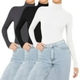 thumbnail image 5 of Comdrip Women Fall Clothes, 3 Pack Long Sleeve Shirts for Women Women's Fashion Casual Soft Basic Tee Tops Fall Outfit Clothes Mock Turtleneck for Women Black L, 5 of 5