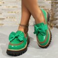 thumbnail image 4 of Women Patent Leather Round Toe Loafers, Bow Accent Chunky Heel Platform Casual Shoes, 4 of 6