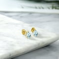 thumbnail image 4 of Gem Stone King 18K Rose Gold Plated Silver Sky Blue Aquamarine Stud Earrings for Women Men (1.53 Cttw, Gemstone March Birthstone, Pear Shape 8X5MM), 4 of 4
