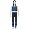 thumbnail image 5 of IEFIEL Kids Girls 3Pcs Sports Set Camisole Mesh Hoodie Cropped Vest Jogger Pants Hip Hop Dance Suit Blue 6, 5 of 7