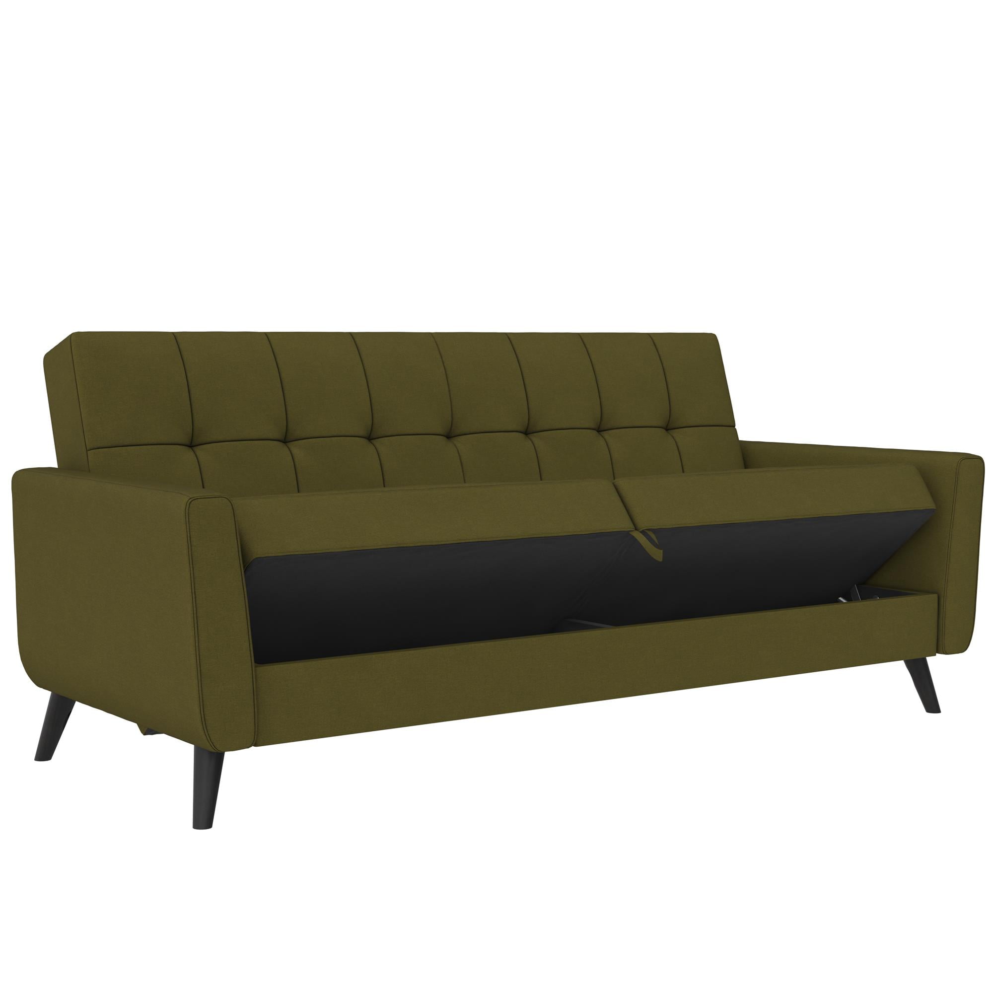 Queer Eye Liam Futon with Storage, Black Faux Leather