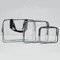 thumbnail image 1 of Bolsa de maquillaje transparente, bolsa impermeable, bolsa de cosméticos de viaje para mujeres, bolsa compatible con la aerolínea del aeropuerto, paquete de 3, 1 of 5