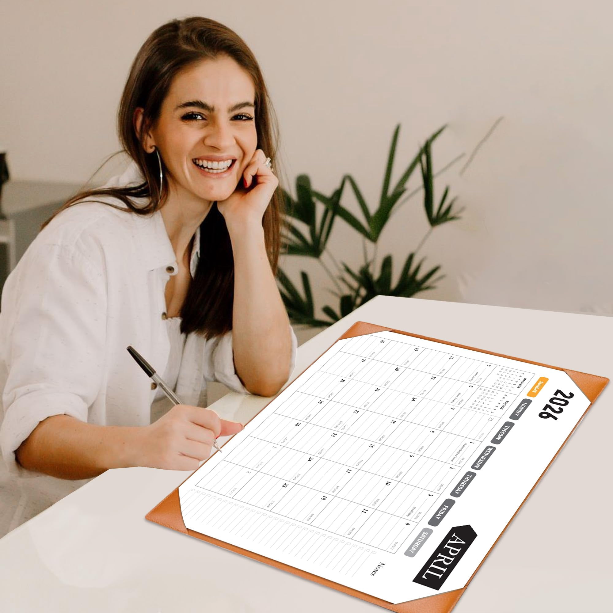Large Desk Calendar 2026  With Protecting Pad 2026 22x17 Runs From January 2026 To June 2027 18 Months Big Desktop For Family Classroom And Office(brown)