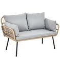 thumbnail image 4 of DEXTRUS Patio Loveseat Sofa, All-Weather Wicker Rattan 2 Seater Sofa with Cushions & Lumbar Pillows, Outdoor Patio Furniture Set for Patio for Balcony, Backyard, Deck, Poolside - Grey, 4 of 8