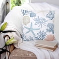 thumbnail image 3 of Coral Coastal 16x16 Pillow Covers Set of 2, Summer Beach Starfish Nautical Shell Throw Pillow Covers Decorative Couch Cushion Case, Microfiber Square Pillowcases for Bedroom Car Living Room, 3 of 7