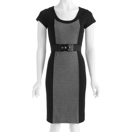 Women's Ponte Belted Colorblock Dress