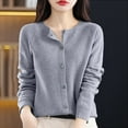 thumbnail image 2 of Dpytoraw Osmanthus Needle Knitted Cardigan For Women In Autumn And Winter New Korean Round Neck Outerwear Base Sweater Solid Color Loose Jacket Sweater Women's Pullover Sweater, 2 of 5