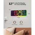 thumbnail image 2 of LEIKE Digital Wall Clock for Classroom Livingroom Game Home Decor with LED Display RGB Lights, BIuetooth Sync, Dual Alarms, Auto DST, Countdown, Remote Control, Temperature, 2 of 9