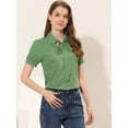 thumbnail image 2 of Blusa De Gasa Con Cuello Peter Pan Y Manga Corta Con Lunares Para Mujer Verde blanco XS, 2 of 5