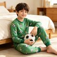 thumbnail image 2 of FEDPOP Toddler Boys Pajamas Bamboo Viscose Kids Long Sleeve Snug fit Soccer Printed Pjs 2pcs Set 3T, 2 of 7