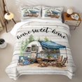 thumbnail image 2 of Erosebridal Watercolor Camper Twin Quilt Set for Boys Men, Pine Tree Wooden Plank Twin Coverlet Set, Gray Green, 2pcs, 2 of 7