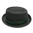 thumbnail image 2 of Summer Breathable Mesh Pork Pie Hat, Lightweight Straw Fedora Bowler Sun Hat for Men Women, Packable Crushable Beach Travel Hat,Army Green, 2 of 4