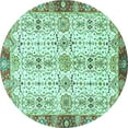 thumbnail image 1 of Ahgly Company Indoor Round Oriental Turquoise Blue Traditional Area Rugs, 7' Round, 1 of 4