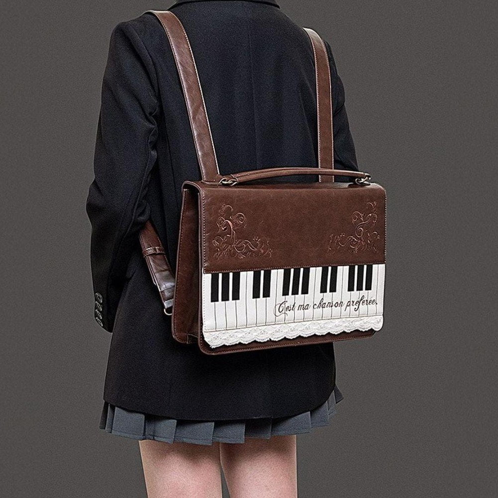 Hzzsbu Vintage Piano Crossbody Bag for Women Fairy Grunge Shoulder Bag Y2K Trendy Handbags Retro Cute Purse Streetwear
