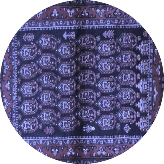 Ahgly Company Machine Washable Indoor Round Persian Blue Traditional Area Rugs, 4' Round