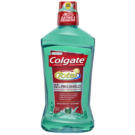 Colgate Total Pro-Shield Alcohol Free Mouthwash, Spearmint - 1L, 33.8 Fluid Ounce