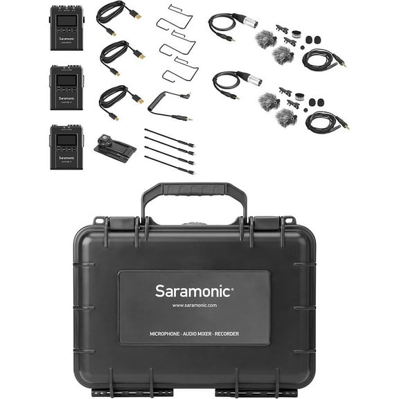 Saramonic Wireless Lavalier System Advanced Dual Channel Stereo Receiver with Microphones, 32 Pieces