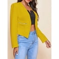 thumbnail image 4 of Women'S Short Blazer, Work/Casual Long Sleeve Front Opening Jacket with Pockets Yellow 4XL, 4 of 6
