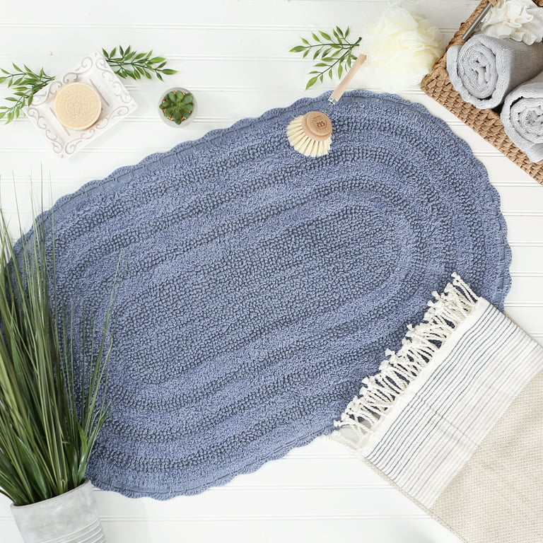 DII Gray Small Oval Crochet Bath Mat