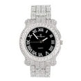 thumbnail image 2 of Charles Raymond Blinged Out Silver Round Luxury Mens Hip Hop Wristwatch w/Iced Out Bracelet -(L0504RNB Cuban SLV Blk Panther), 2 of 6
