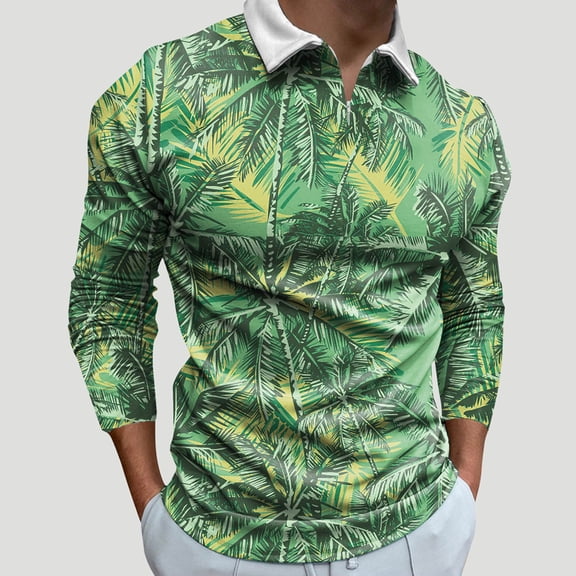 "Gubotare Long Sleeve Polo Shirts For Men Big And Tall Men's Long/Short Sleeve Polo Shirts Quarter-Zip Casual Slim Fit Neck Basic Designed Cotton Shirts,B XXL"