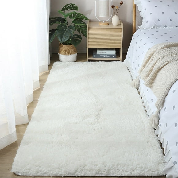 Fluffy Soft Shag Plush White Rug Runner, 31''x 63''