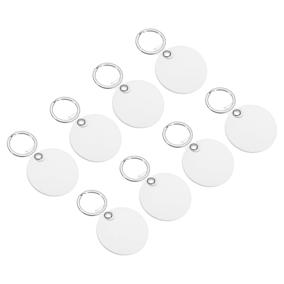 Uxcell Leather Keychain Blanks, 8 Pack Round PU Leather Key Fob with Key Rings, White