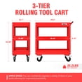 thumbnail image 5 of DNA Motoring 330lbs. 3-Layer Steel Warehouse Garage Office Rolling AV Media Cart w/ Casters, 5 of 7